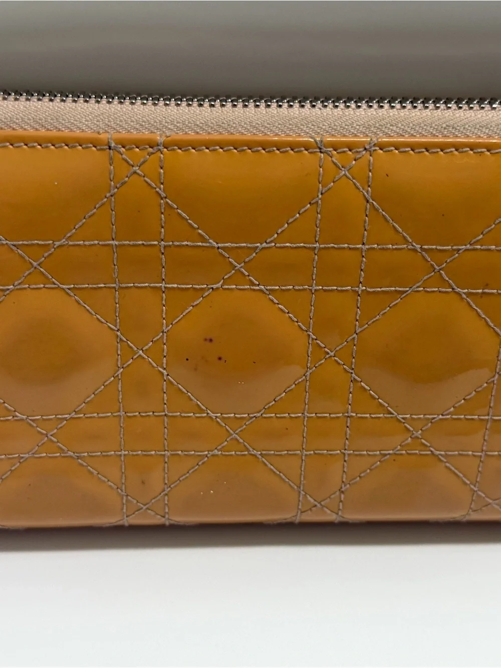Dior Patent Cannage Lady Dior Continental Zip Wallet In Beige- COBLER SPECIAL 🌸